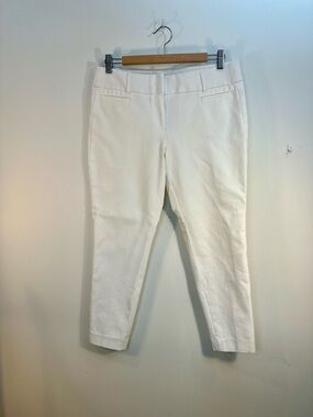 LOFT Pants Size 6 Marisa Mid Rise Tapered Cropped Trouser Cotton Spandex White